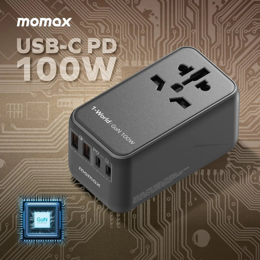 MOMAX 1-World 100W GaN 全方位快充旅行插座 [香港行貨 ]-DIGIBAL ONLINE