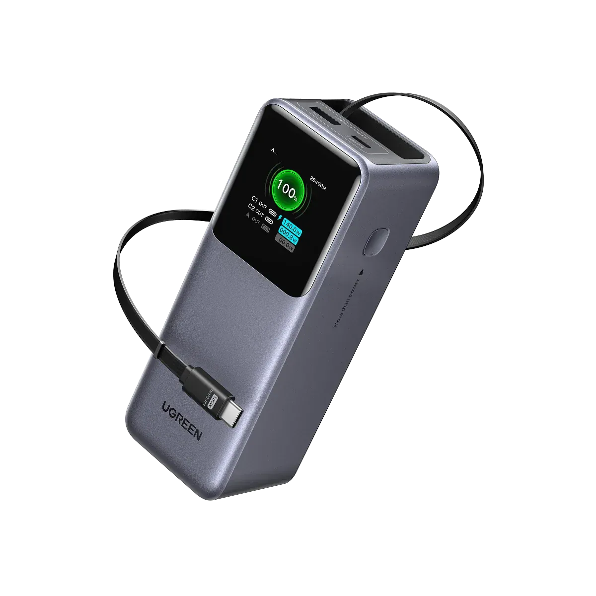 UGREEN Neoxde Pro 95670B 3C 165W Power Bank 20000mAh with Built-in Retractable USB C Cable [香港行貨一年保養]