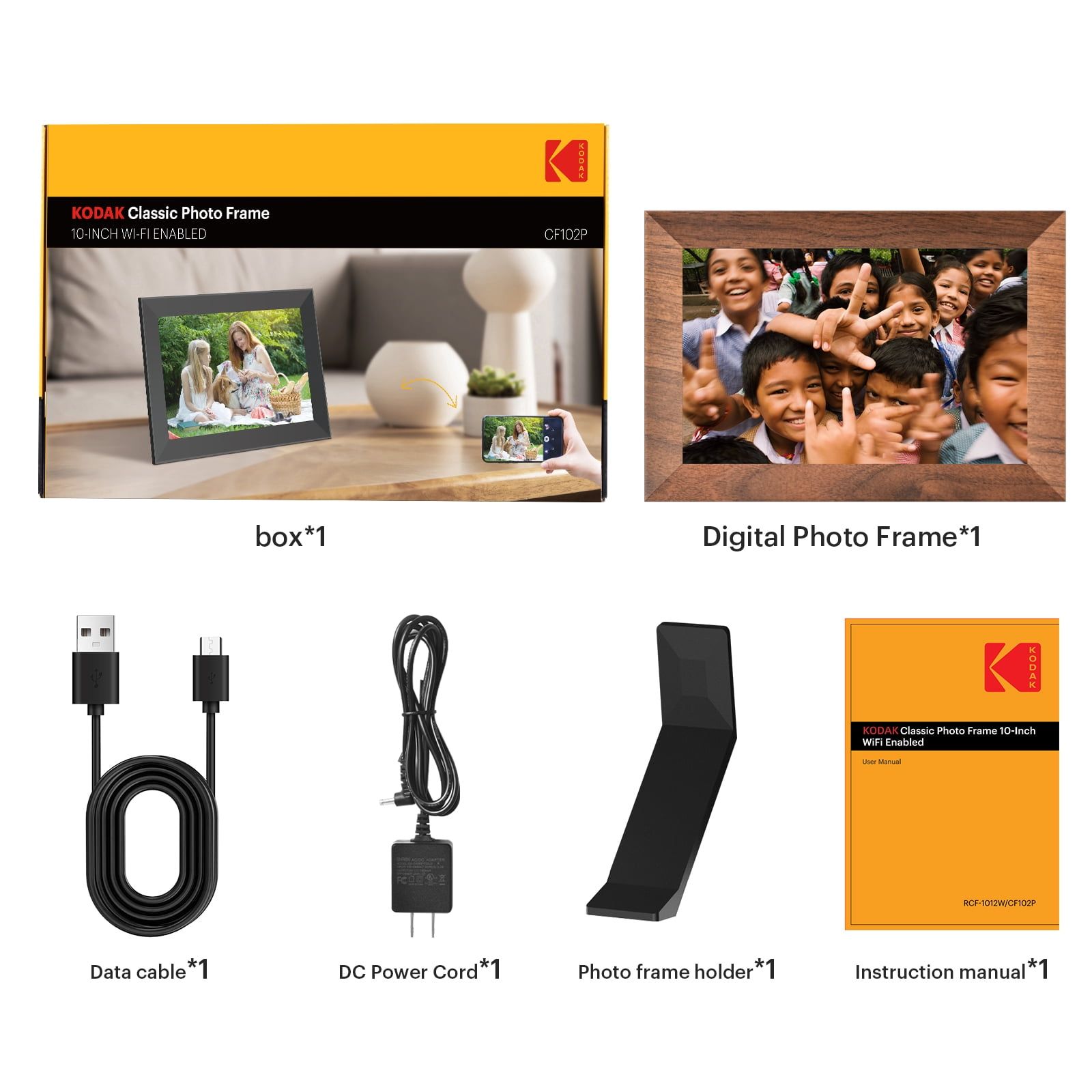 Kodak RCF-1018W (Wooden MDF) WiFi Digital Photo Frame - Original Product