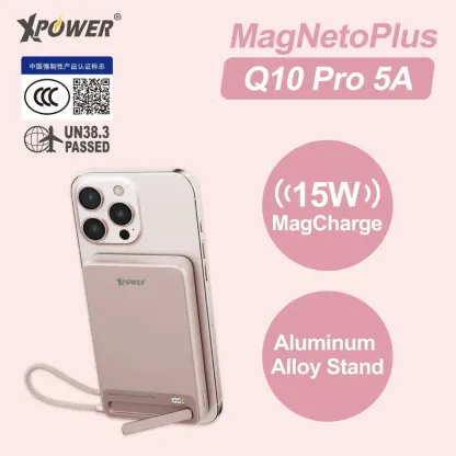 XPower MagNetoPlus Q10 Pro鋁合金10000mAh 45W PD3.0支架內置線及數顯QI2磁吸移動電源 [香港行貨一年保養]