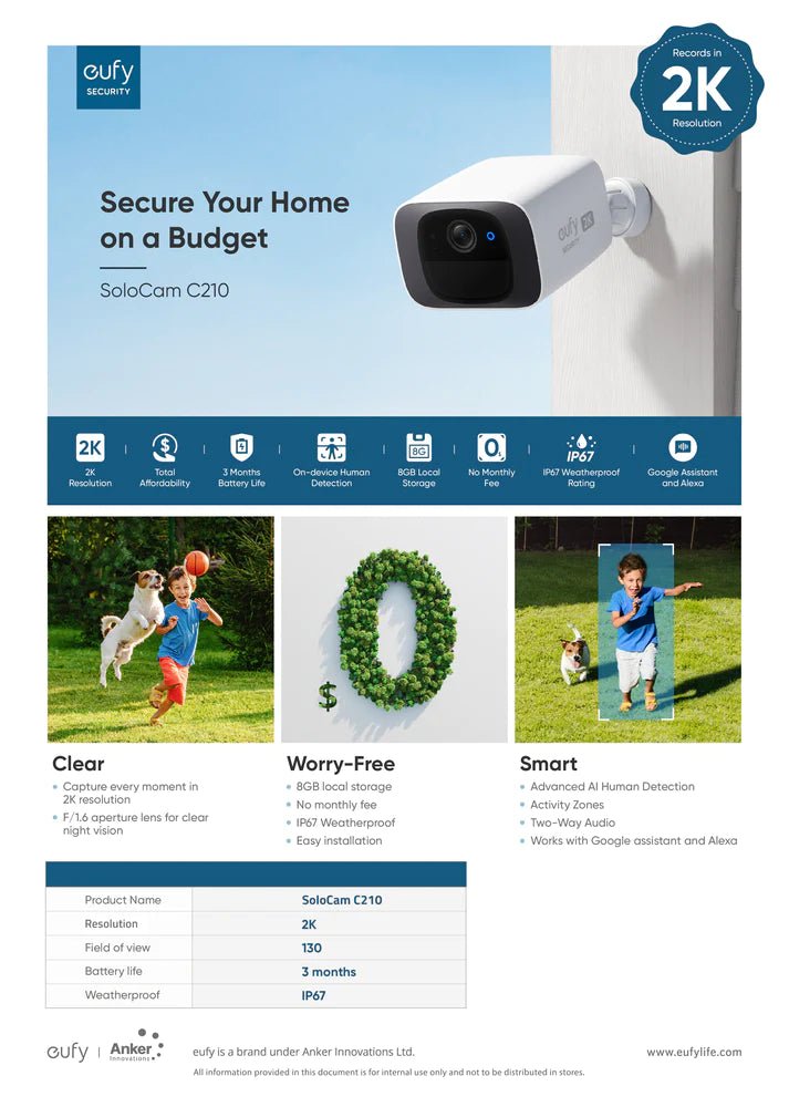 Eufy Security C210 SoloCam Wireless Indoor & Outdoor 無線家居安全攝影系統 [香港行貨] - DIGIBAL ONLINE3