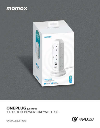 MOMAX ONEPLUG PD20W 2A2C 11位直立拖板 [香港行貨]-DIGIBAL ONLINE
