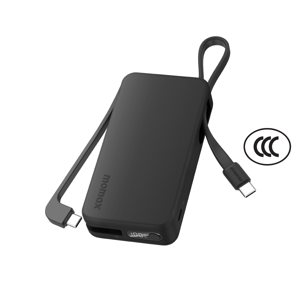 MOMAX 1-Power Vital+ 10000mAh 流動電源，內建雙 USB-C 線 (黑色) IP138D [香港行貨]-DIGIBAL ONLINE