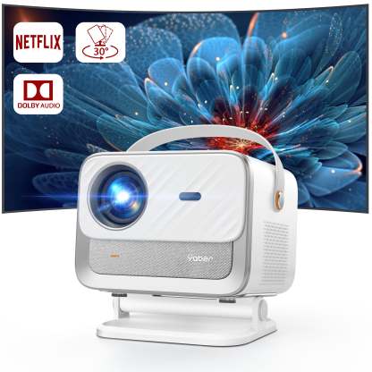 YABER V12 便攜雲台投影機 白色版 Netflix官方授權｜香港行貨