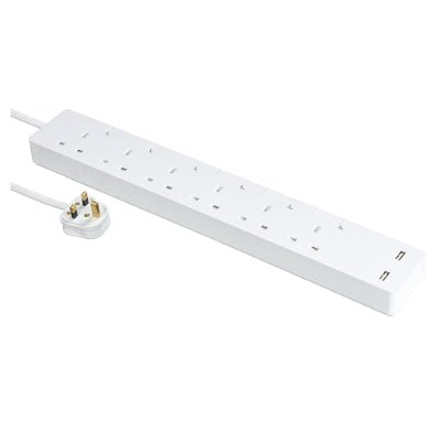 Schneider 13A 六位獨立開關安全插座連兩位USB充電插座 連3米線 TSH36U_3_WE_C5 [香港行貨] - DIGIBAL ONLINE