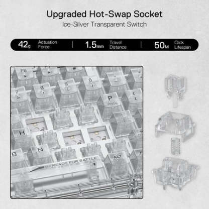 Redragon K649 PRO 82 Keys Hot-swappable 無線機構電競鍵盤 - 透明水晶軸 [ 一年保養]-DIGIBAL ONLINE