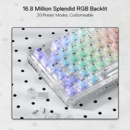 Redragon K649 PRO 82 Keys Hot-swappable 無線機構電競鍵盤 - 透明水晶軸 [ 一年保養]-DIGIBAL ONLINE