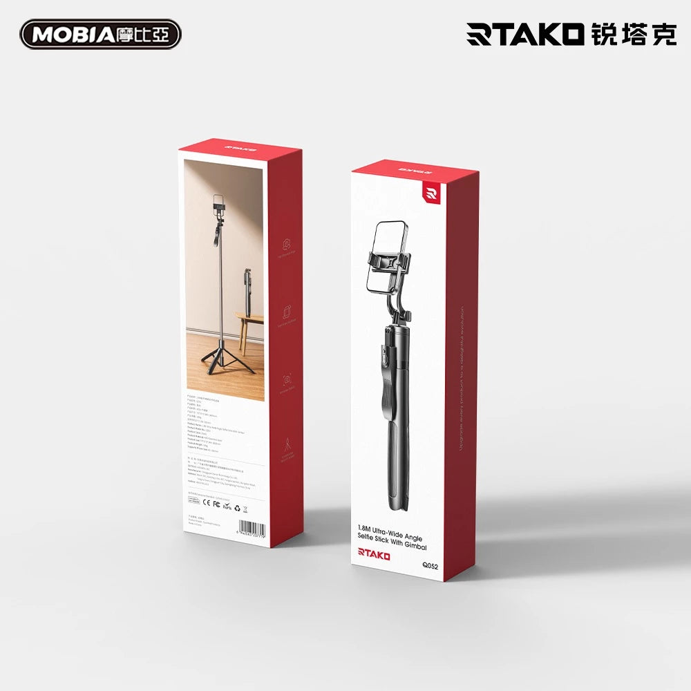 RTAKO Q052 1.8M 單夾手機三腳架自拍杆【 含遙控器】三軸承重防抖  [香港行貨]-DIGIBAL ONLINE