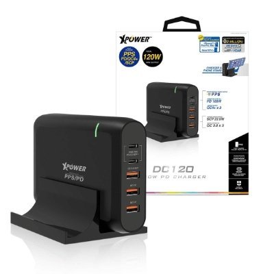 XPower DC120 120W 2xType-C PD3.0/QC4+ 連 3xUSB QC3.0 USB快充充電器 [香港行貨]-DIGIBAL ONLINE