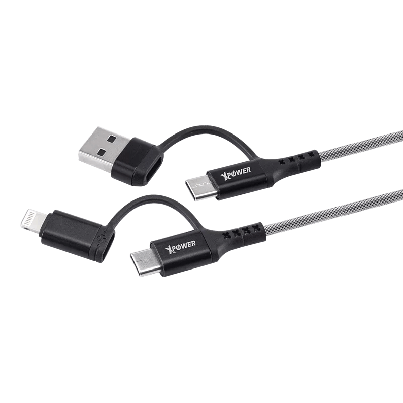 XPower PDX4 4合1 60W PD3.0 鋁合金傳輸充電線 [香港行貨] - DIGIBAL ONLINE