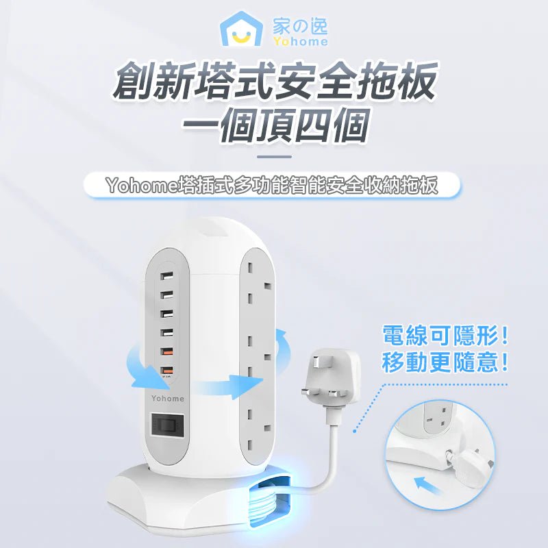 Yohome 塔插式多功能智能安全收納拖板 [香港行貨] - DIGIBAL ONLINE