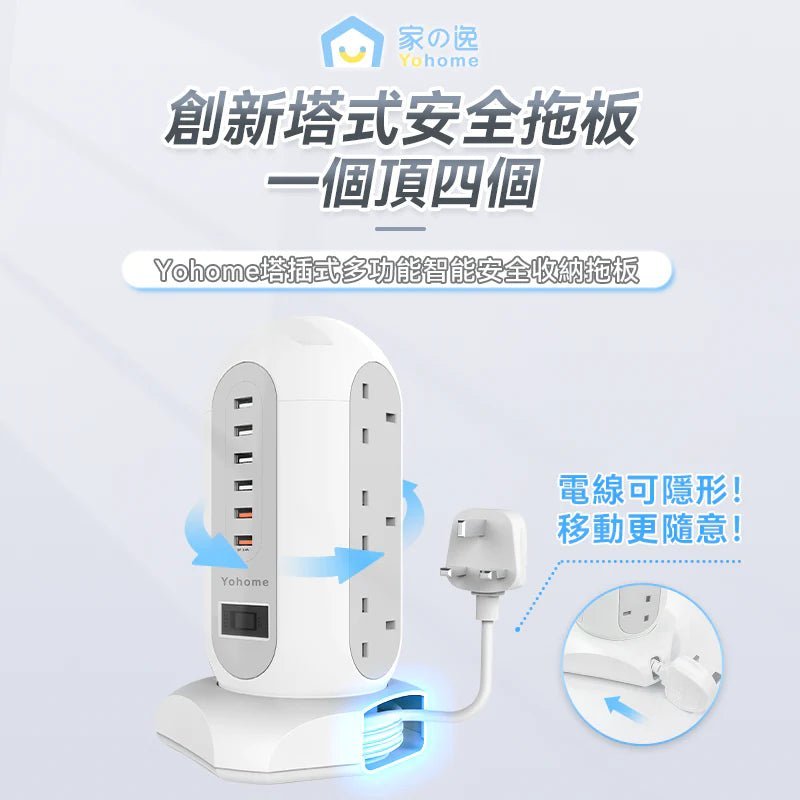Yohome 塔插式多功能智能安全收納拖板 [香港行貨] - DIGIBAL ONLINE