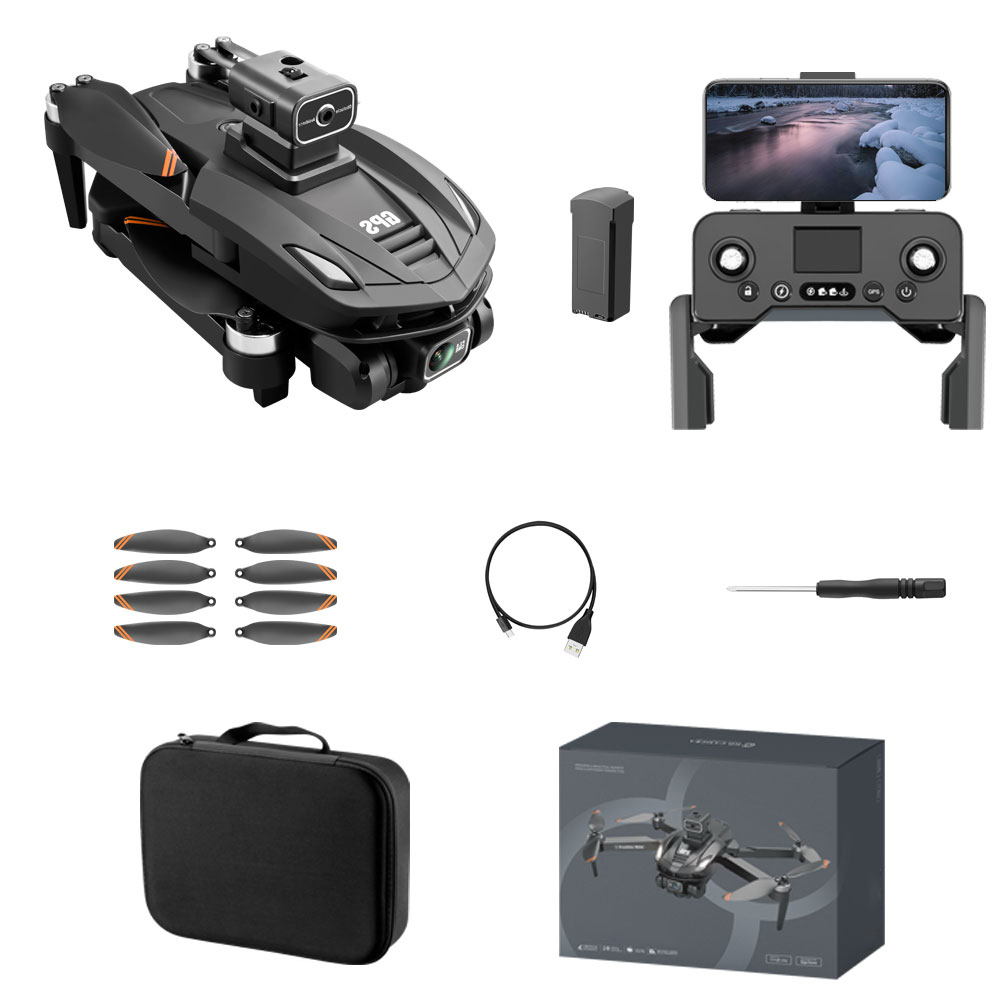 Drone with remote control, screen, and GPS
