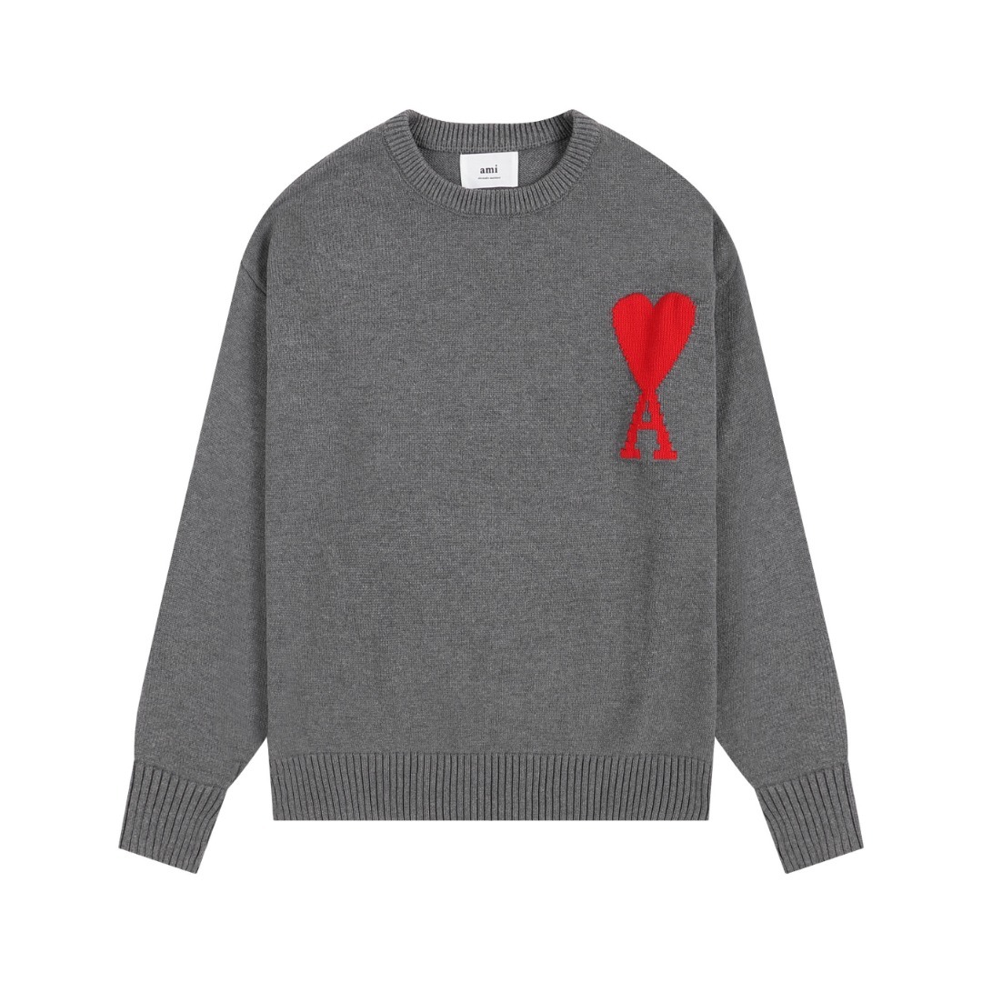 【AMI PARIS】 アミ パリス Intarsia Sweater ハートロゴ ニット ロゴ セーター オーバーサイズ