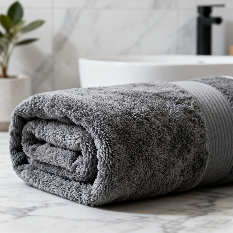 深灰色柔軟浴巾