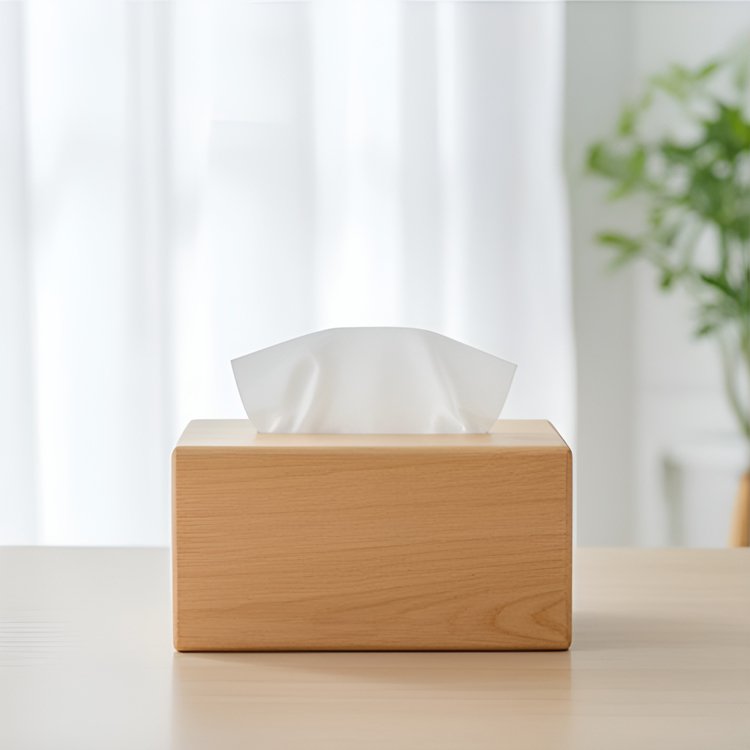 原木色紙巾收納盒三入組外觀展示
