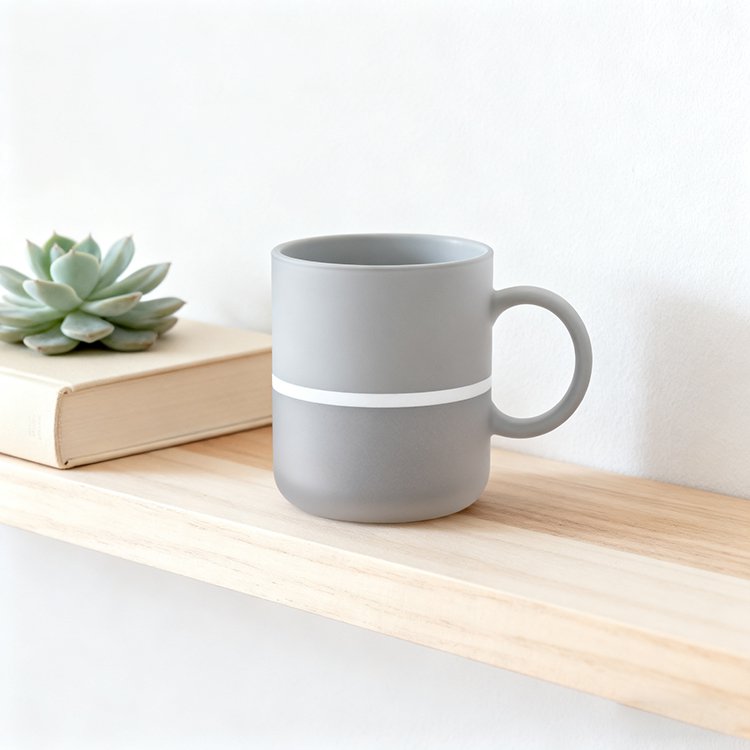 時尚陶瓷灰色馬克杯特寫