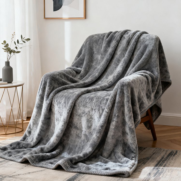 深灰色柔軟毛絨毯子舒適居家必備