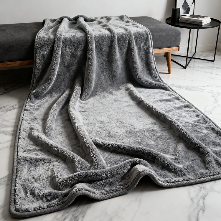 高質感深灰色毛絨毯子溫暖冬季
