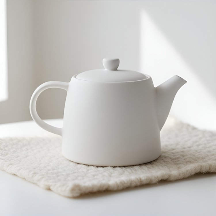 現代簡約手工陶瓷茶壺正面展示