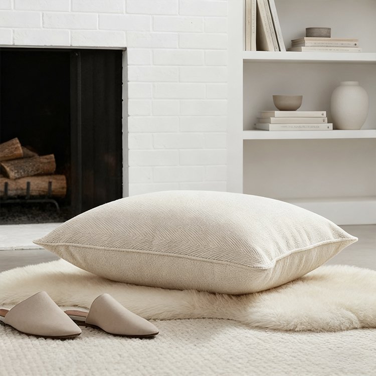 米白色針織抱枕居家裝飾效果展示