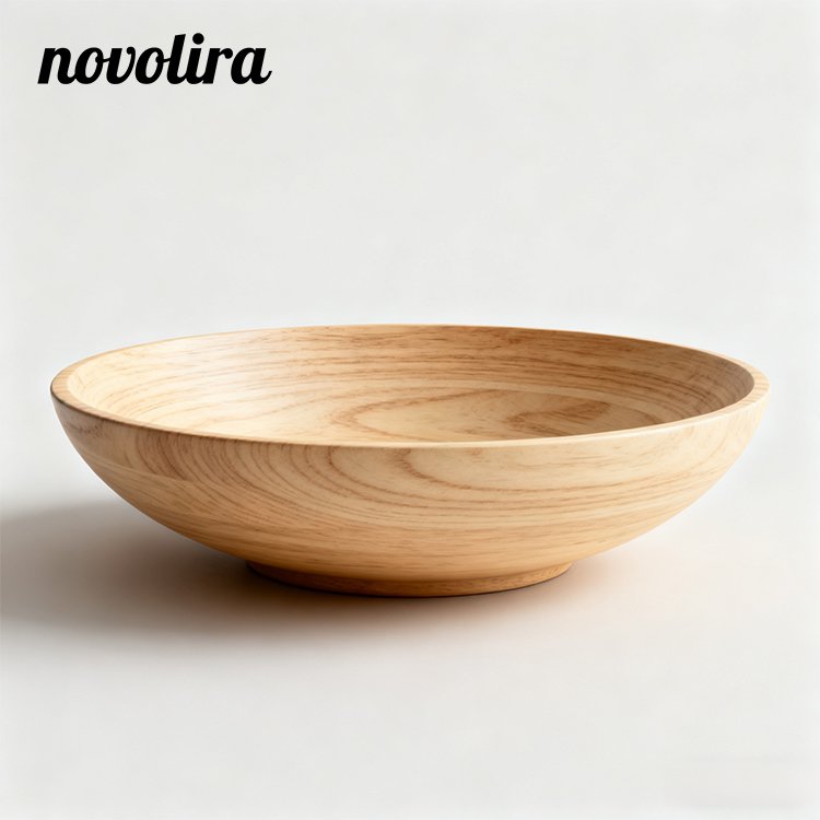 家用圓形木色餐盤搭配早餐