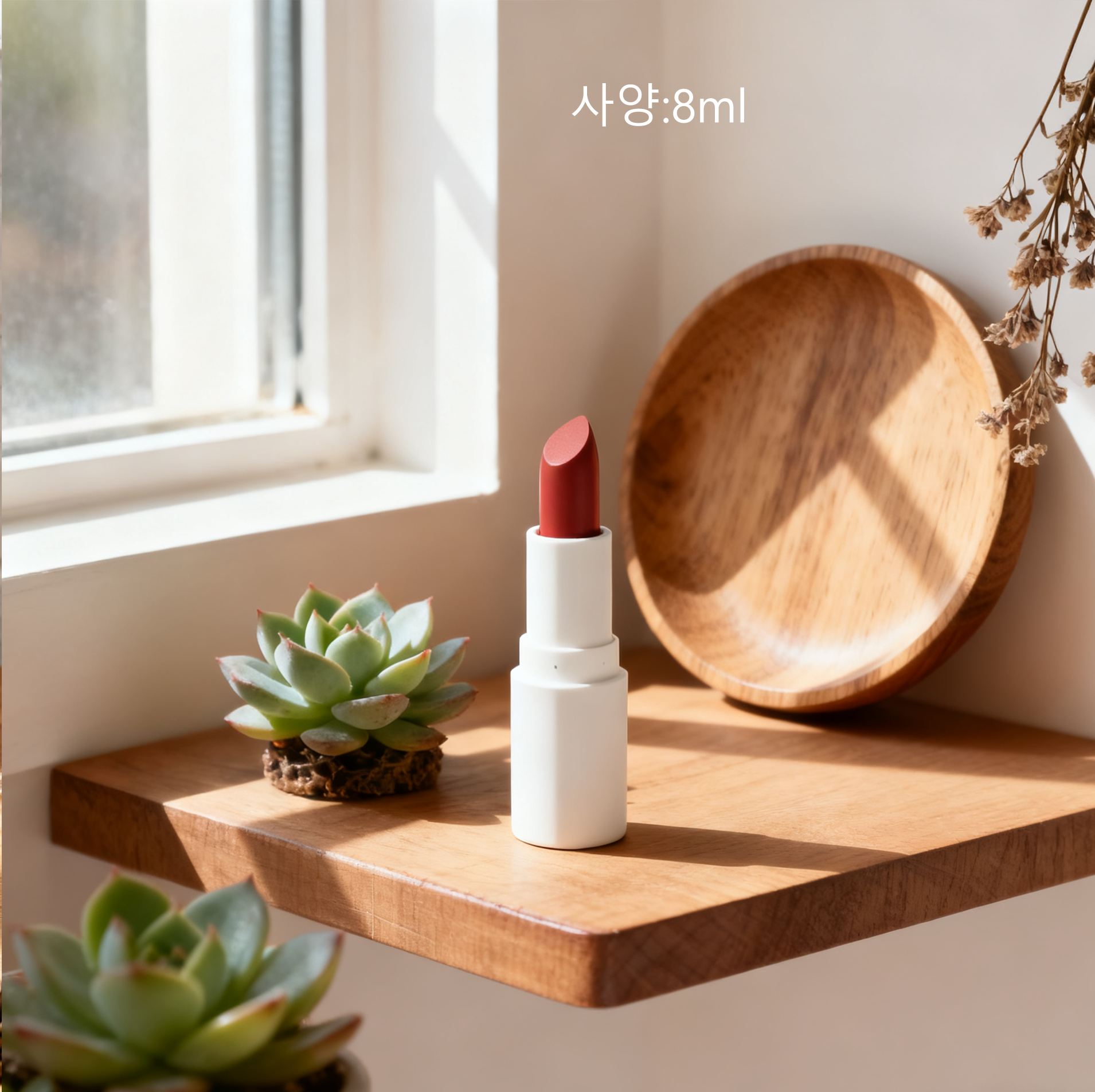 입술에 바른 레드 클래식 립스틱