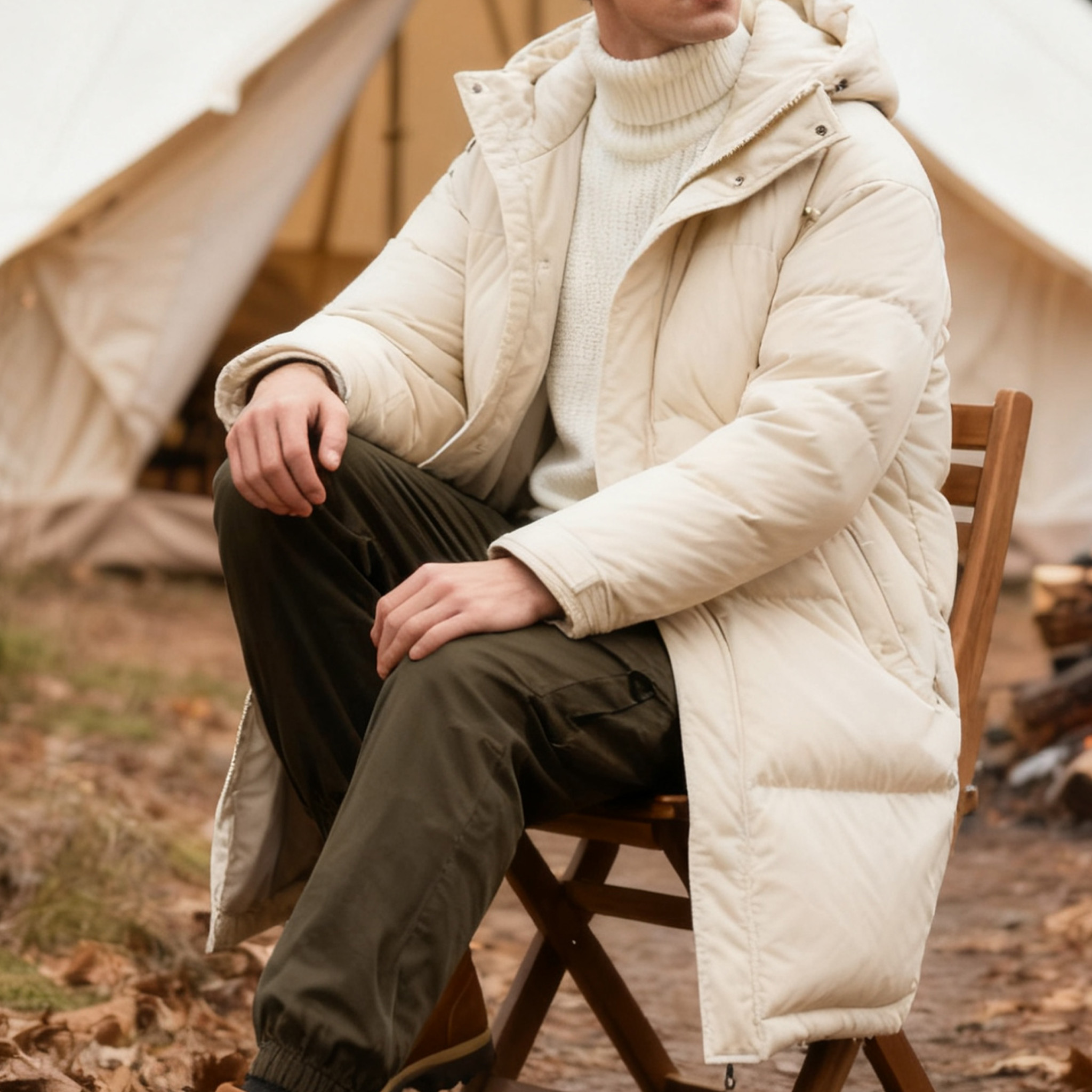 남성용 겨울 롱 다운 코트