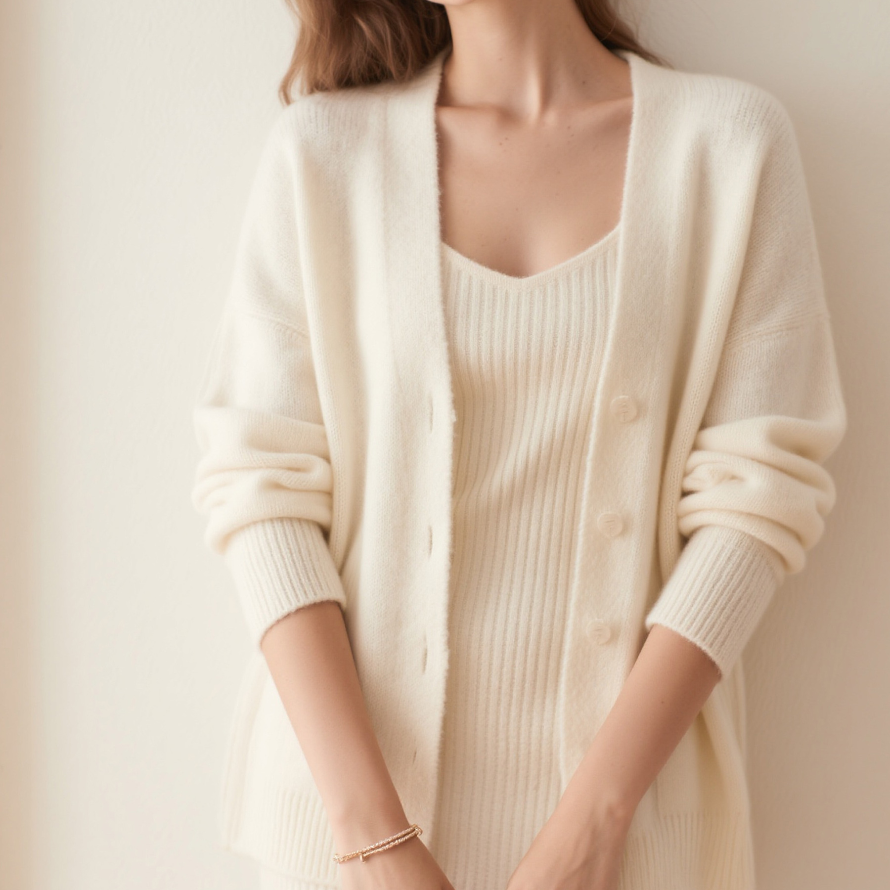 심플 스타일 니트 가디건 