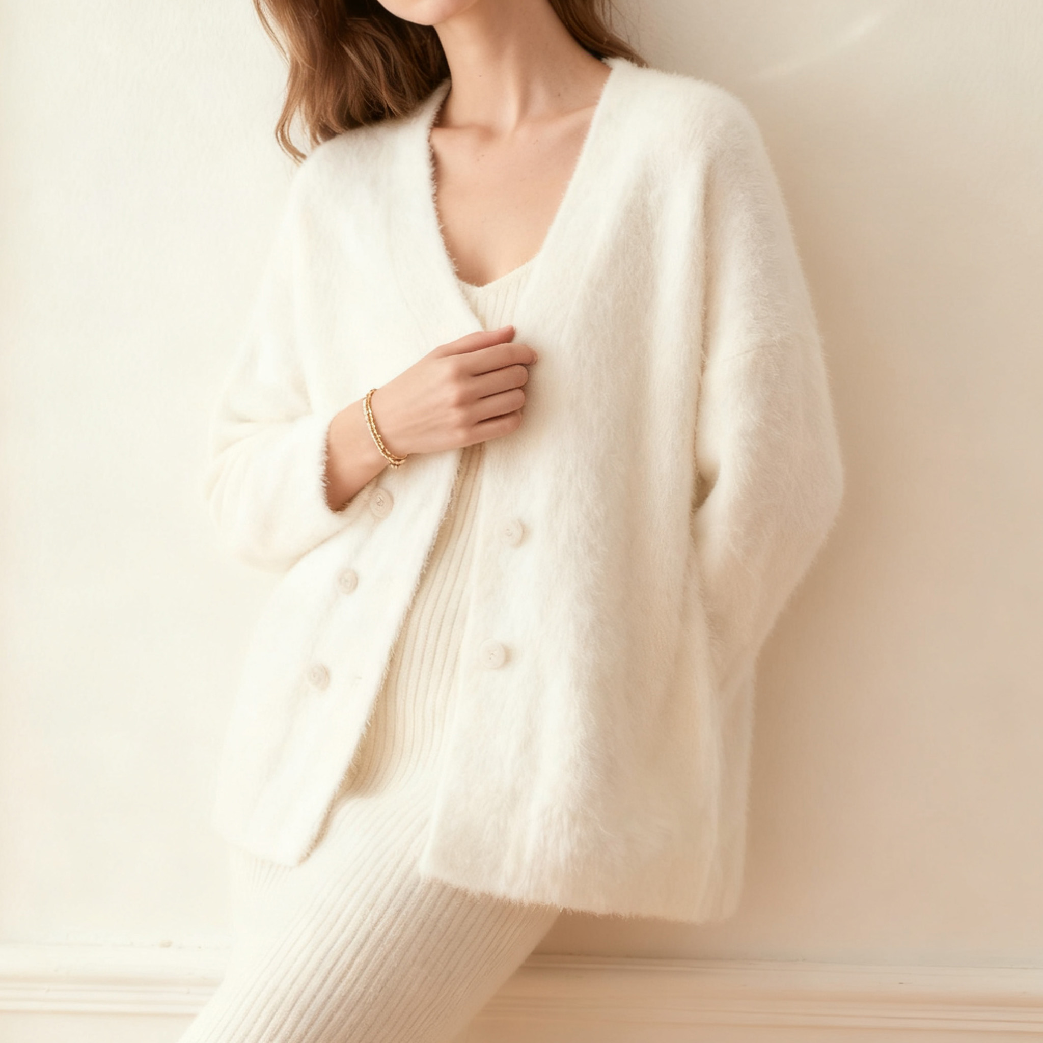 심플 스타일 니트 가디건 