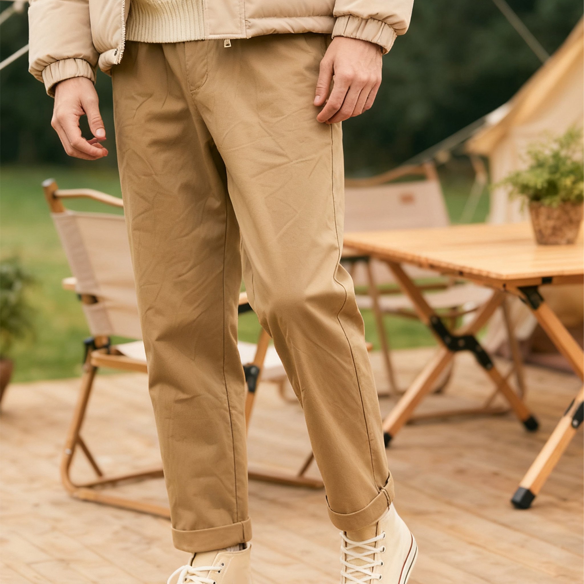 남성 스트레이트 바지 착용 예시