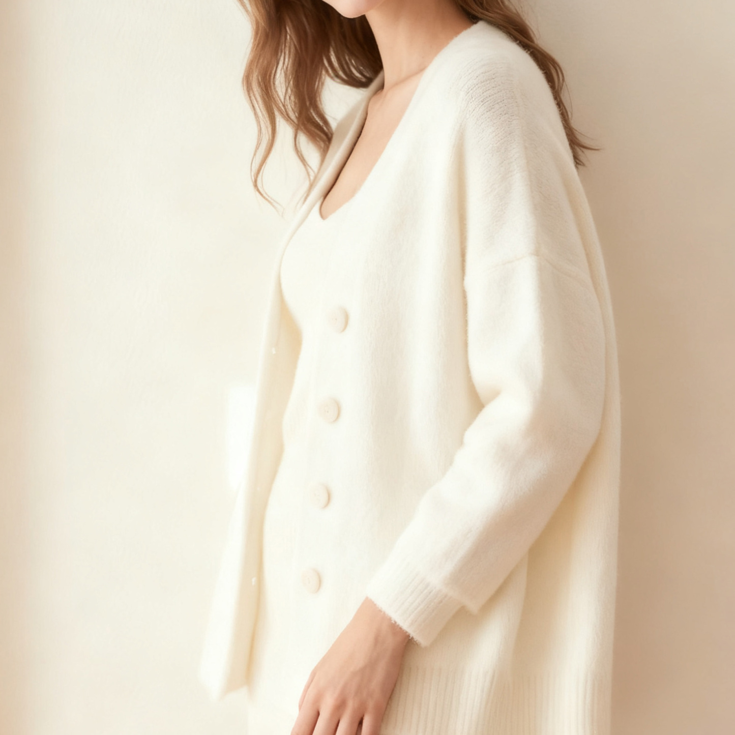 심플 스타일 니트 가디건 