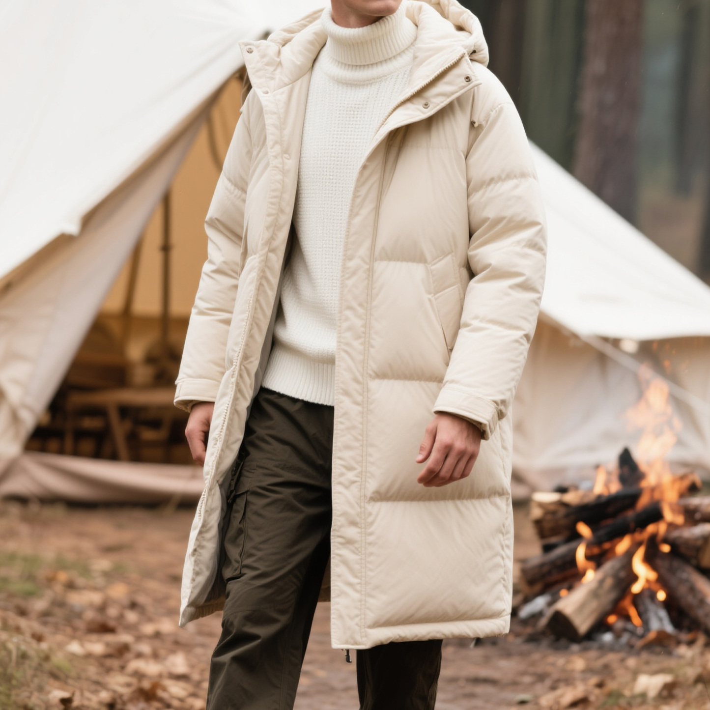 남성용 겨울 롱 다운 코트