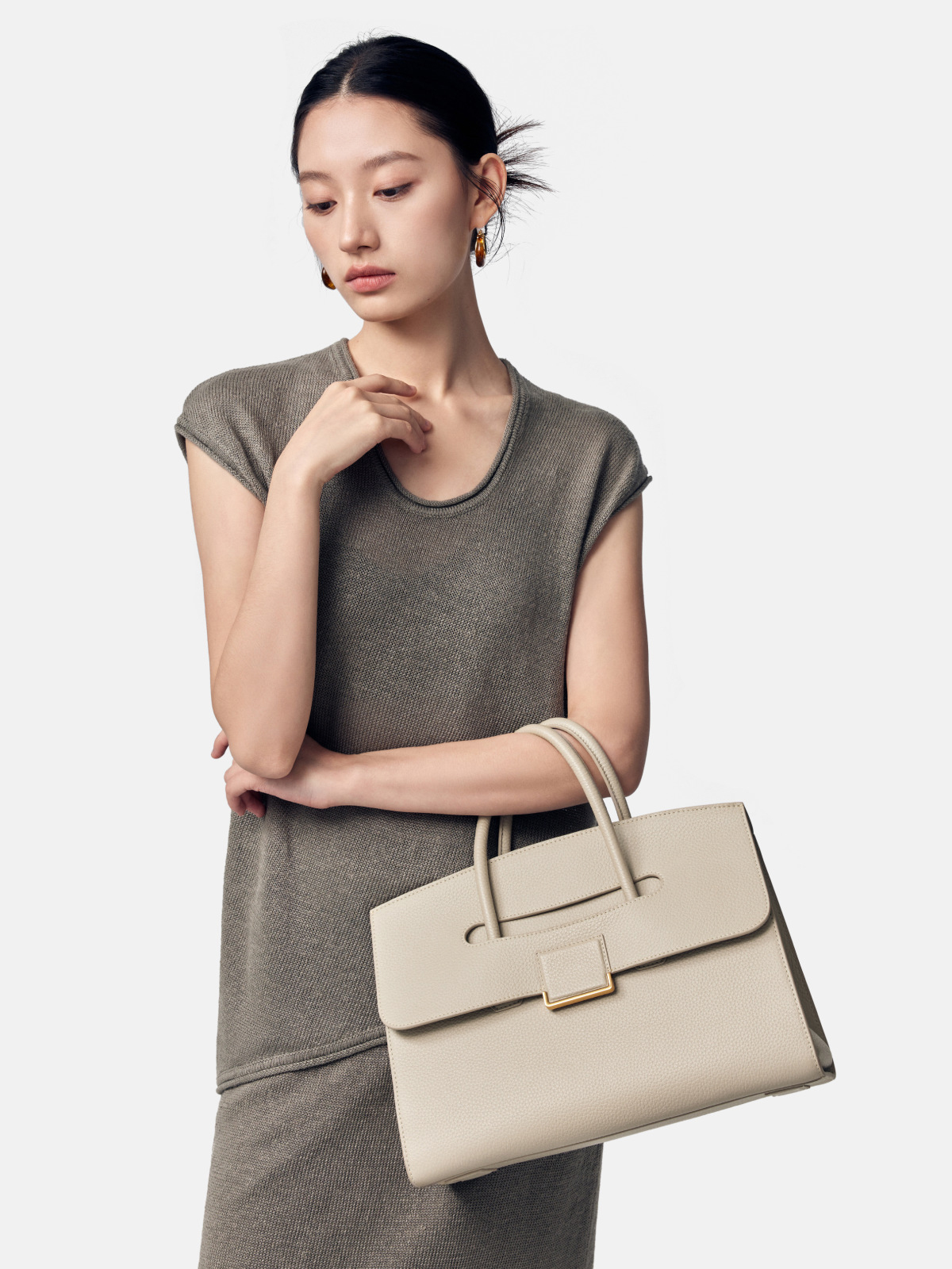 笑顏高級感通勤頭層牛皮小眾托特包S2354號