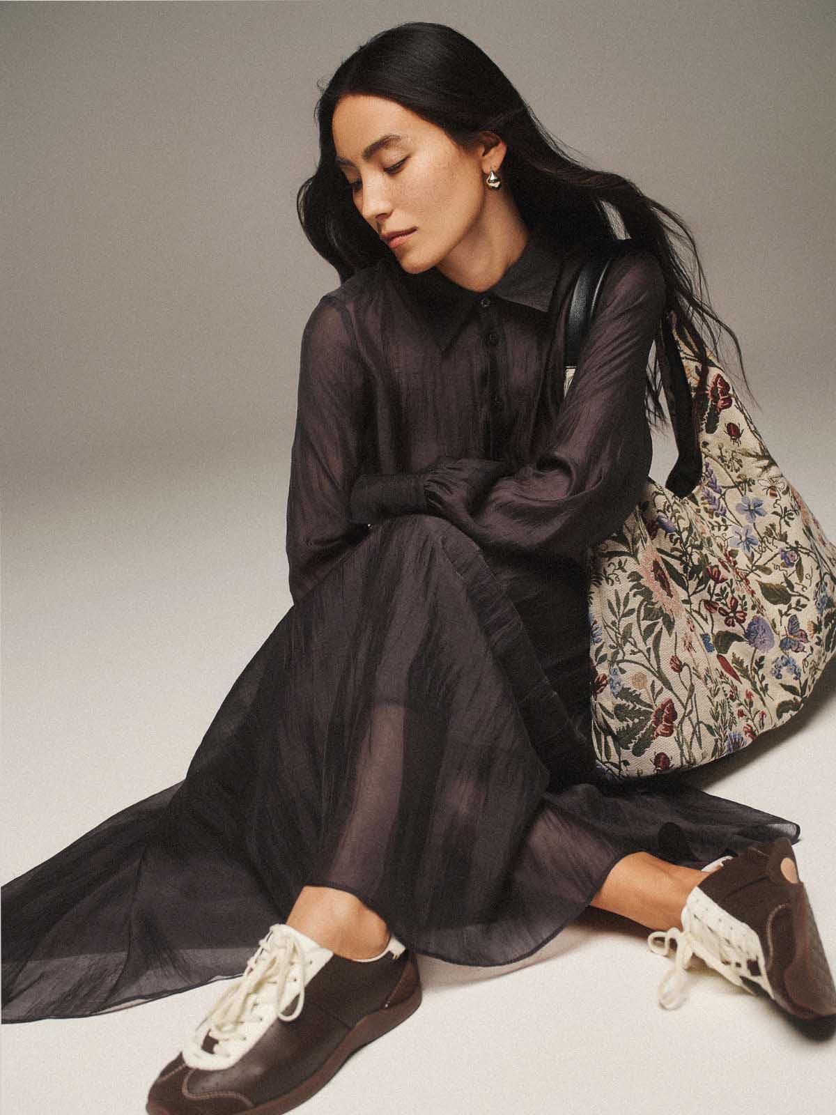 時髦花朵元素布包B008號