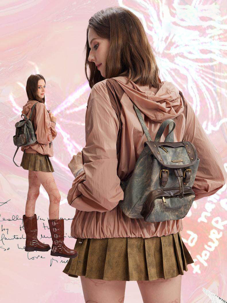 DEEPKEE戶外背包高級感千禧機車書包1107號