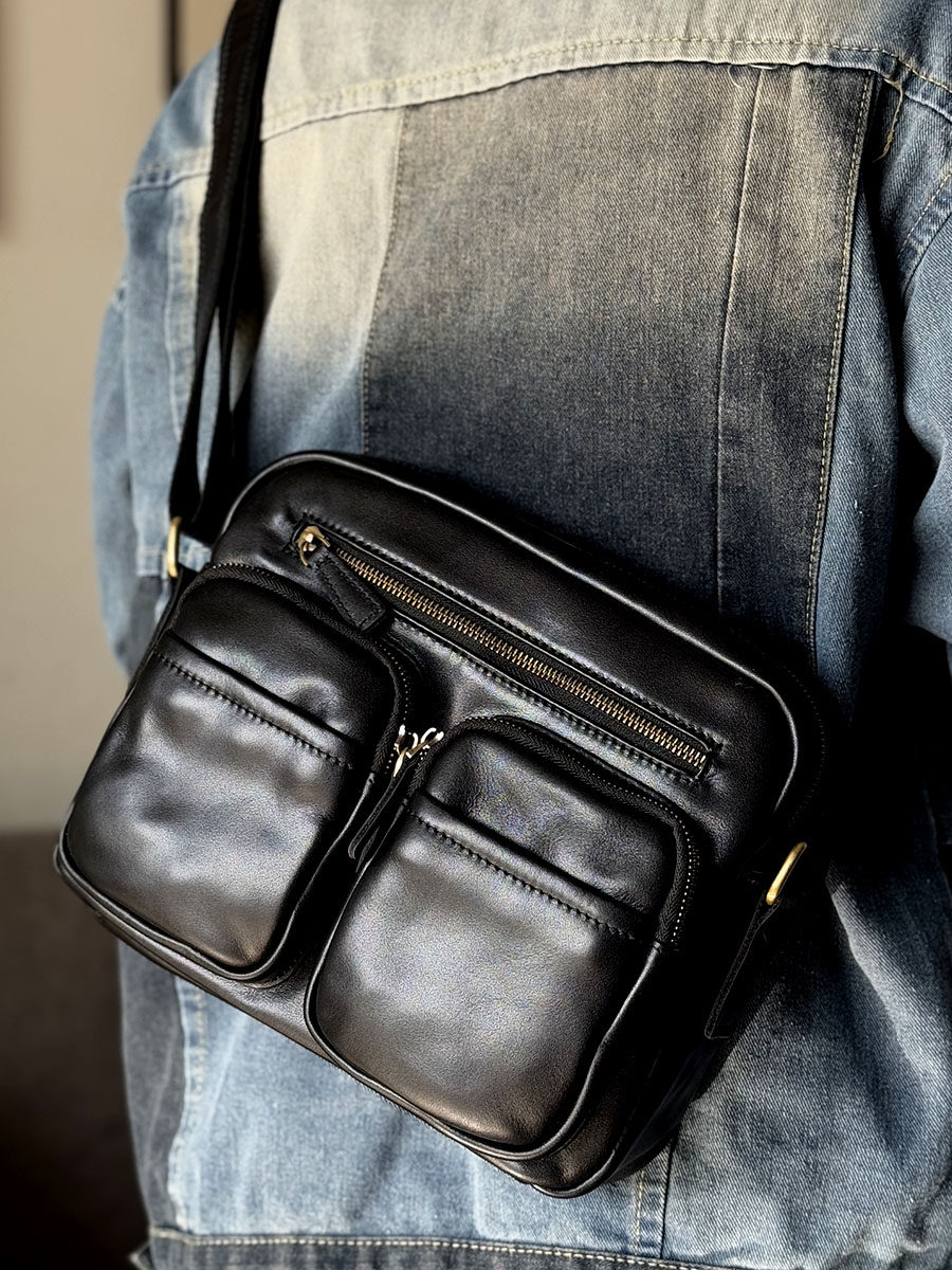 DEEPKEE眞皮斜跨單肩休閒男包 5129號