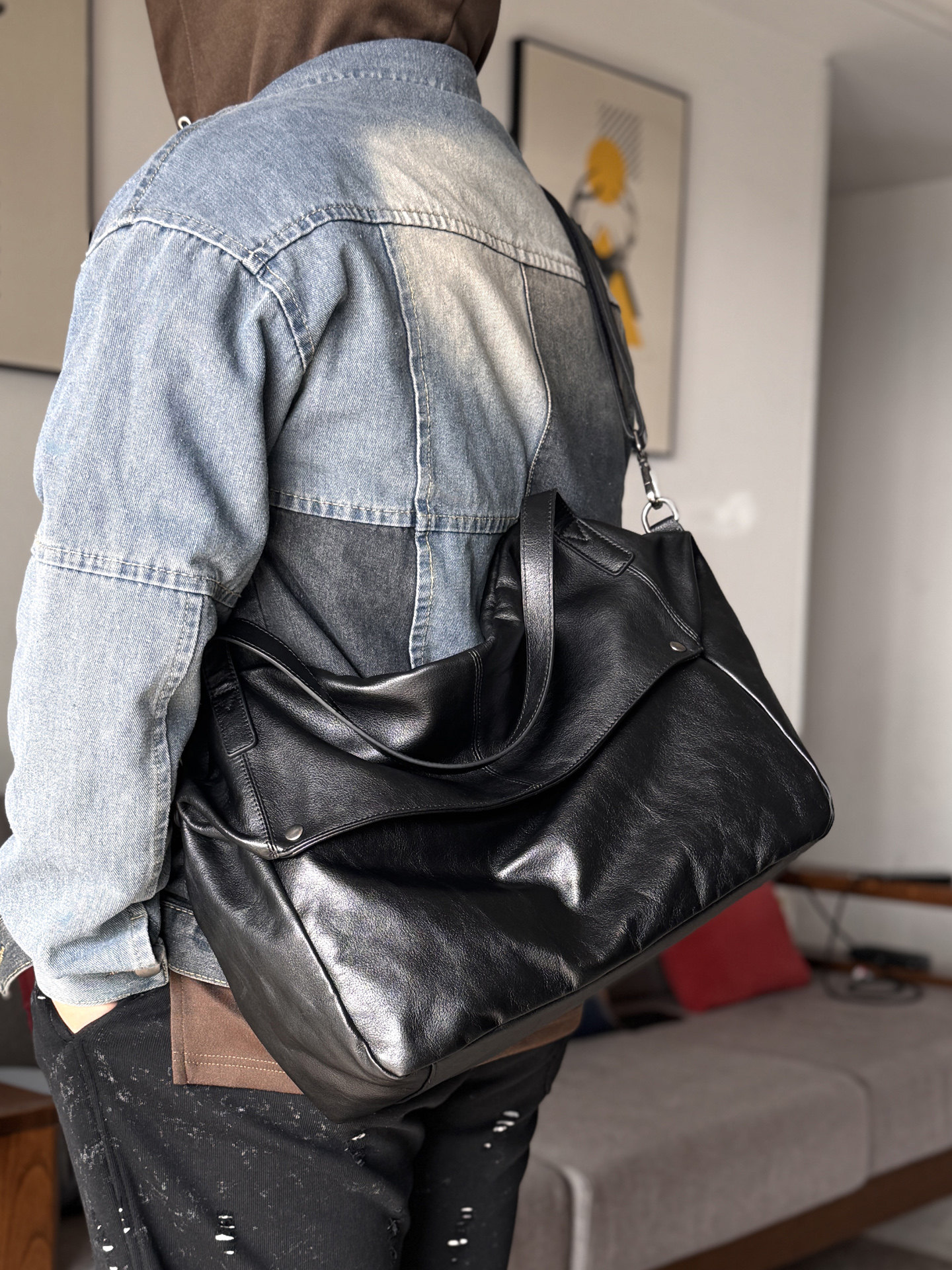 DEEPKEE軟皮托特包男2957號