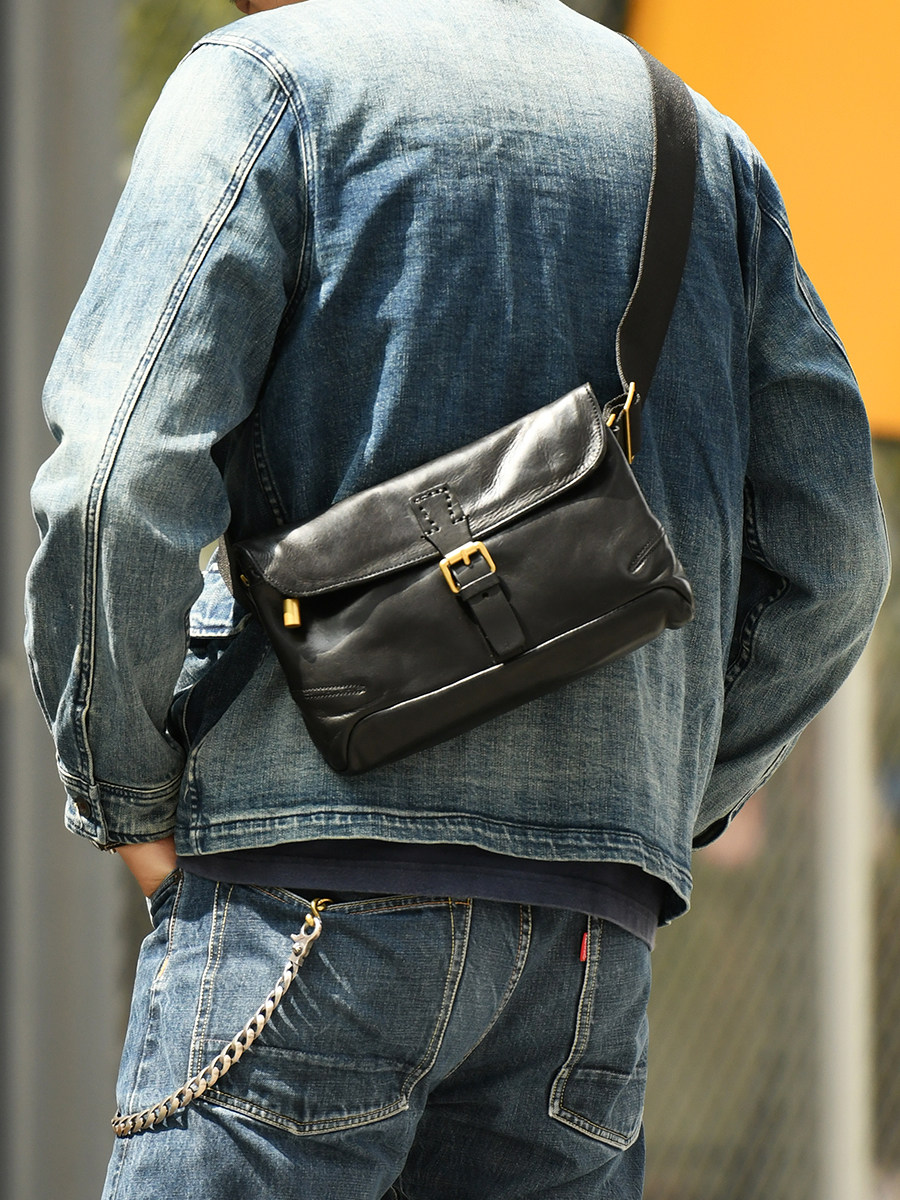 DEEPKEE新款休閒真皮質感斜挎包2819號