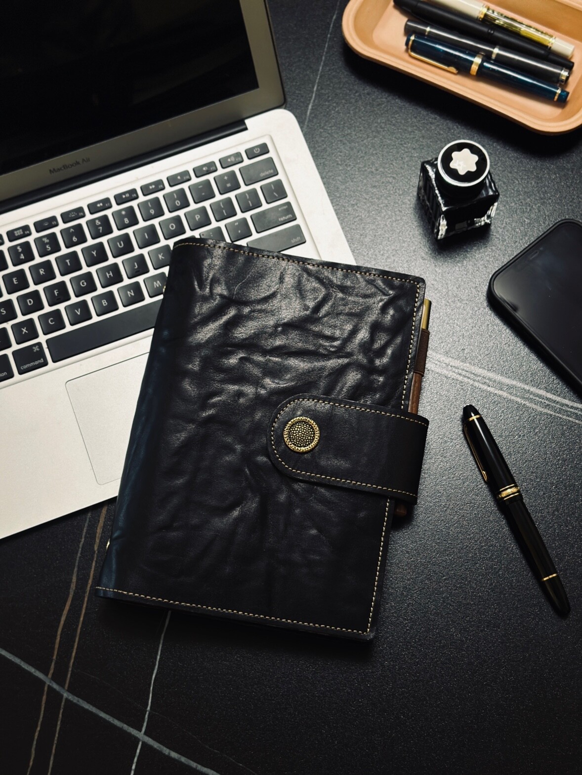 DEEPKEE真皮活頁手賬本A6A7A5牛皮日記本筆記本商務會議記事本禮物1205號