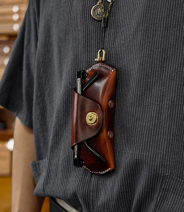 植鞣牛皮眼鏡收納盒KW-8030