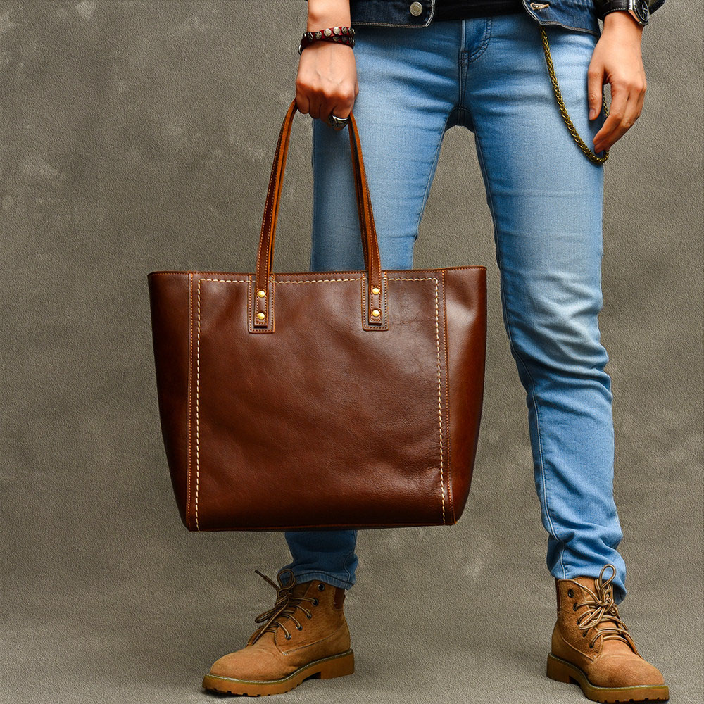 復古真皮通勤托特包2406號