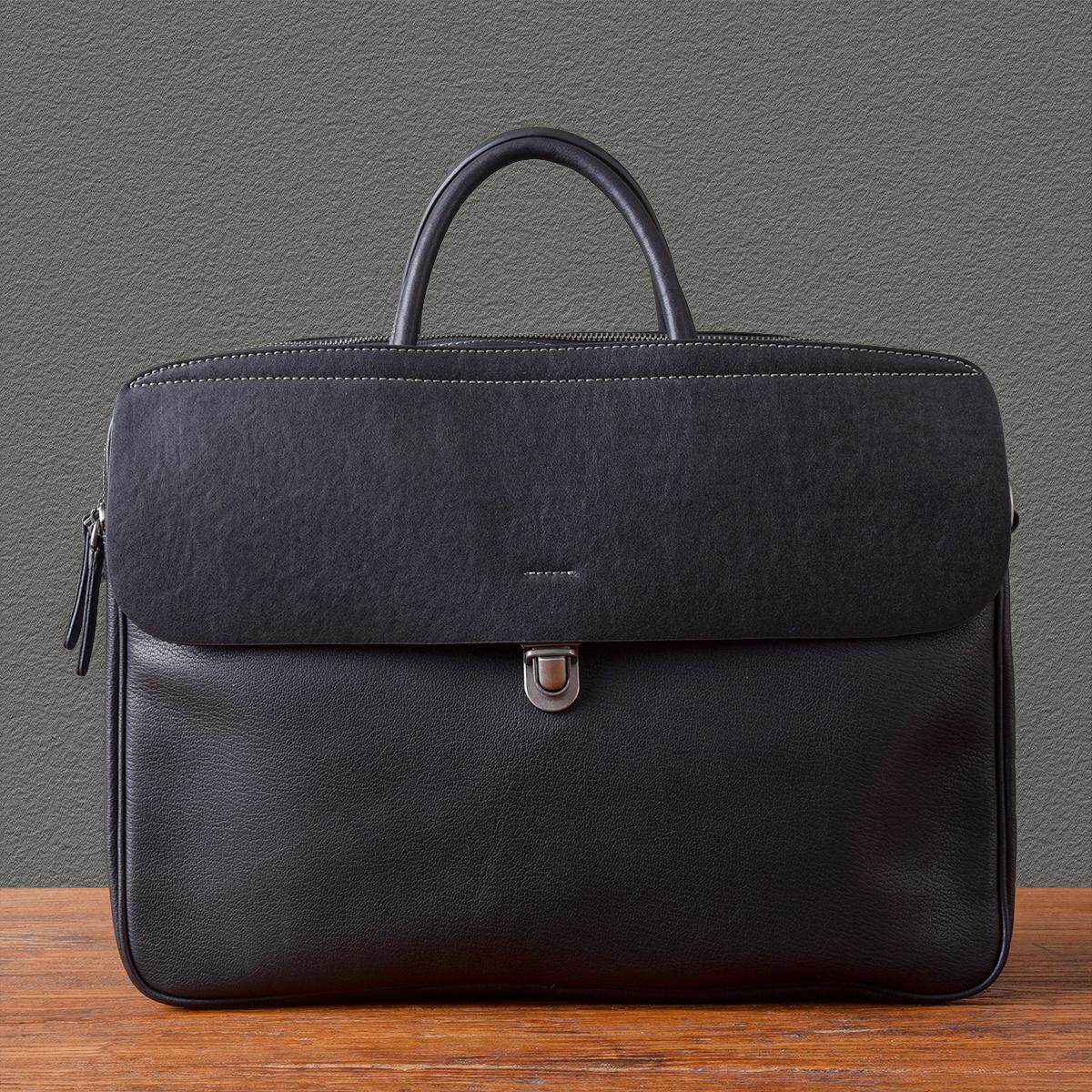 男士真皮多隔層手提包2412號