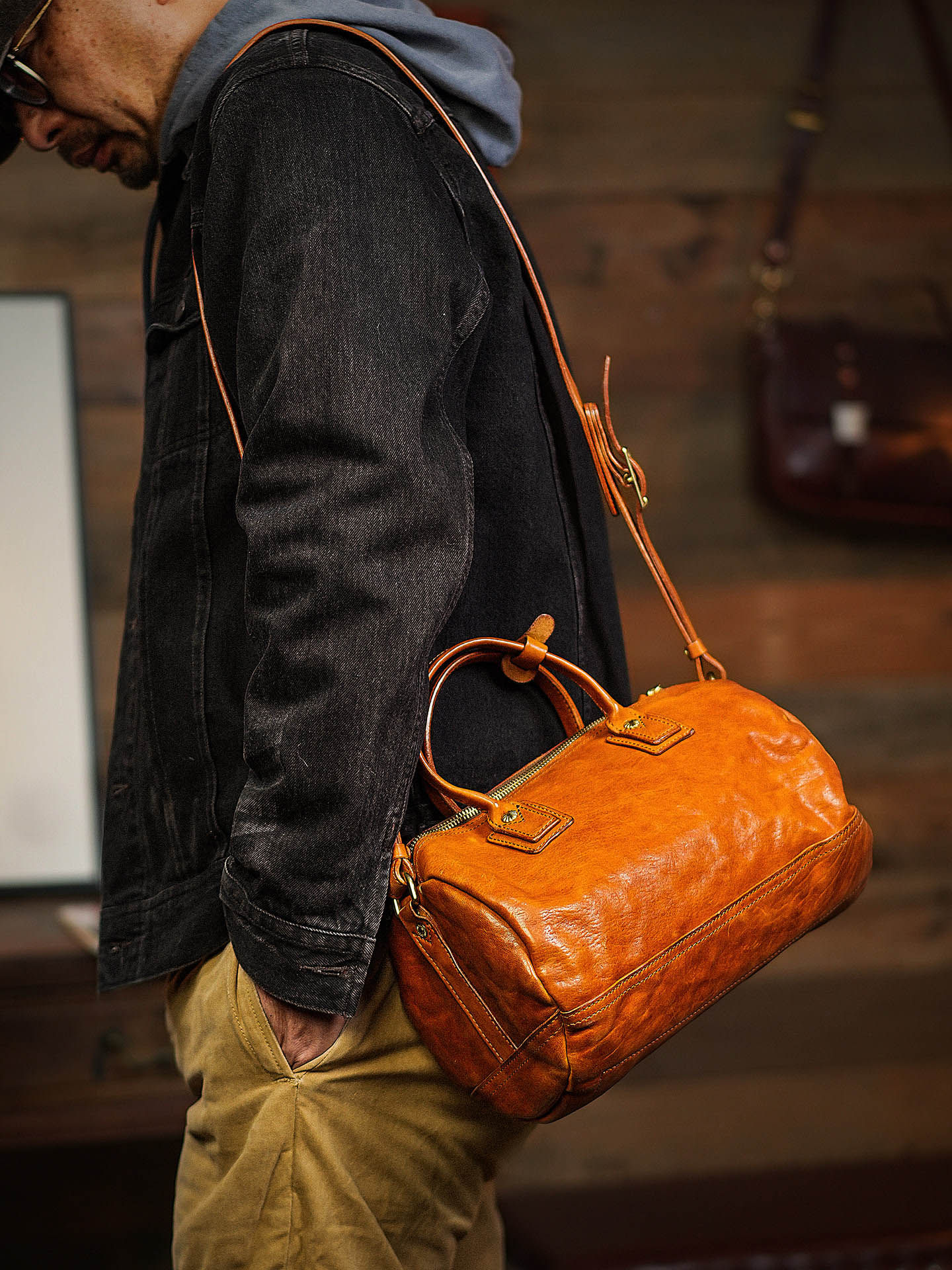 復古風男士大容量手提斜背包LB214號