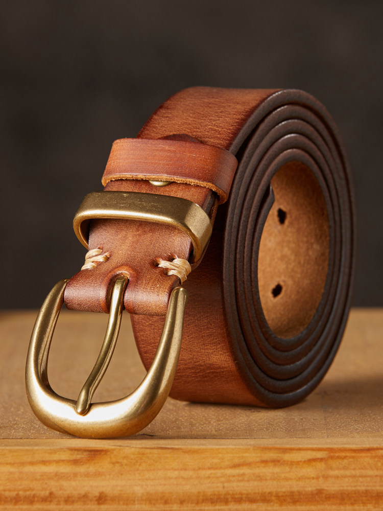DEEPKEE 手作り百搭銅扣真皮腰帶 9342 號