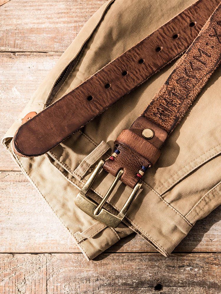 DEEPKEE 手作り復古風銅扣腰帶 107 號