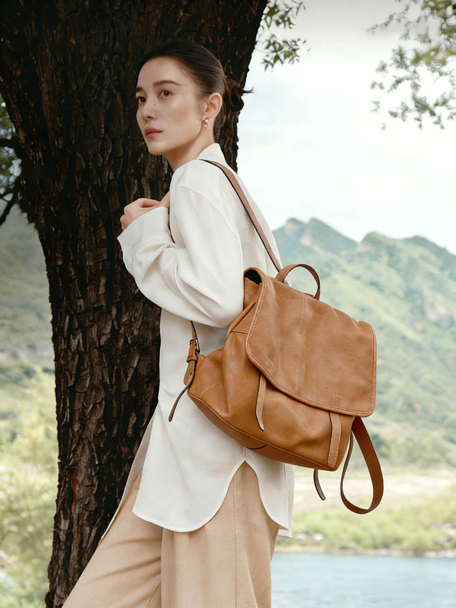 DEEPKEE 植鞣羊皮センジャ雙肩包 qiujia282 號