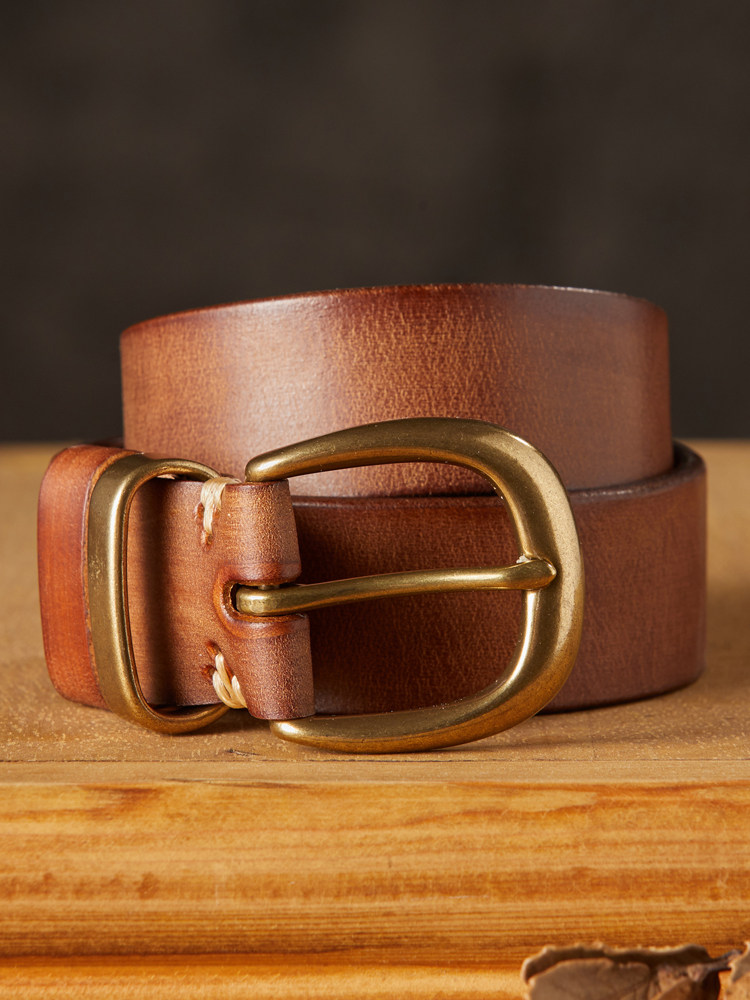 DEEPKEE 手作り百搭銅扣真皮腰帶 9342 號