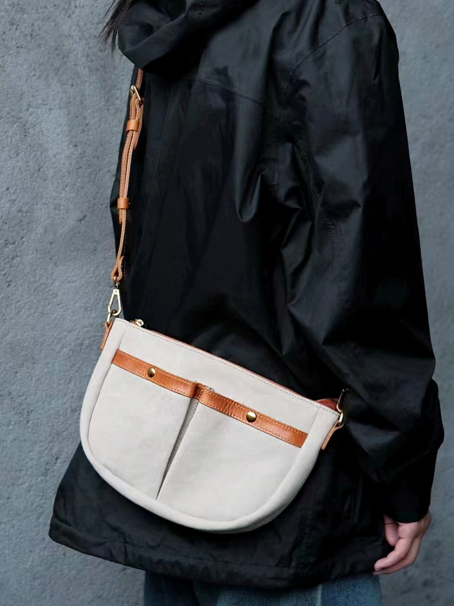 DEEPKEE日系文藝復古植鞣牛皮加厚帆布2923號