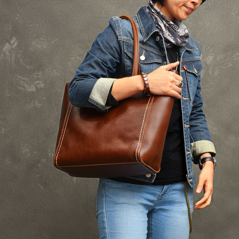 復古真皮通勤托特包2406號